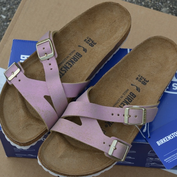 Birkenstock Yao Suede Leather Washed Metallic Pink main image 1